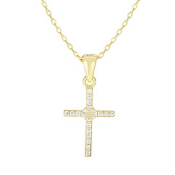 Sunkissed Sterling Cubic Zirconia Cross Pendant Necklace