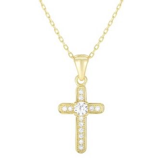 Sunkissed Sterling Cubic Zirconia Cross Pendant Necklace