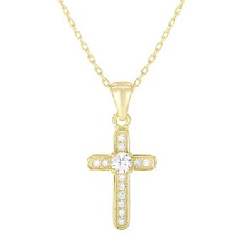 Sunkissed Sterling Cubic Zirconia Cross Pendant Necklace