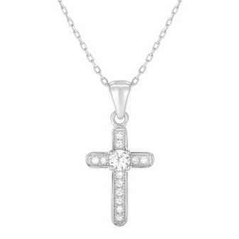 Sunkissed Sterling Cubic Zirconia Cross Pendant Necklace