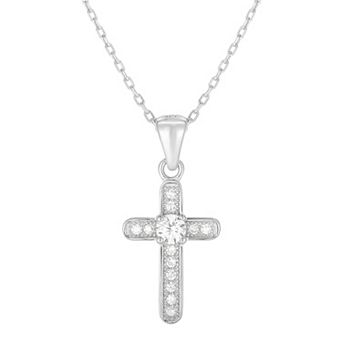 Sunkissed Sterling Cubic Zirconia Cross Pendant Necklace