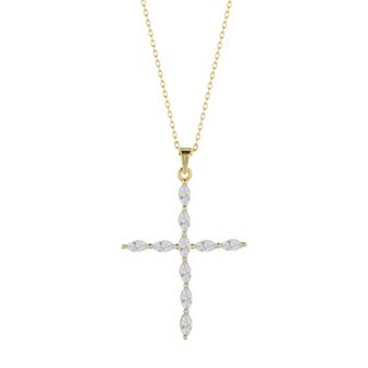 Sunkissed Sterling Marquise-Cut Cubic Zirconia Cross Pendant Necklace