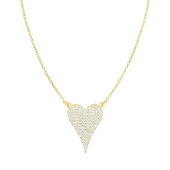 Sunkissed Sterling Cubic Zirconia Pave Heart Necklace
