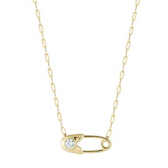 Sunkissed Sterling Cubic Zirconia Safety Pin Necklace