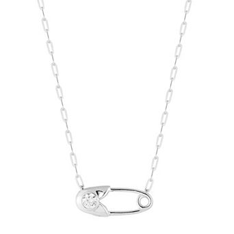 Sunkissed Sterling Cubic Zirconia Safety Pin Necklace