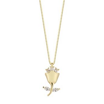 Sunkissed Sterling Cubic Zirconia Rose Pendant Necklace