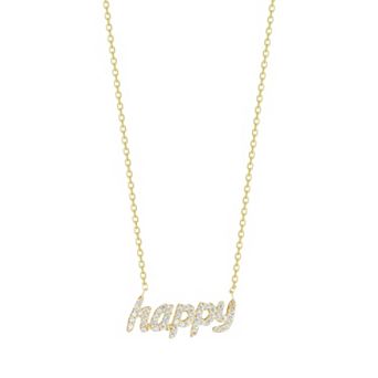 Sunkissed Sterling Cubic Zirconia "Happy" Necklace