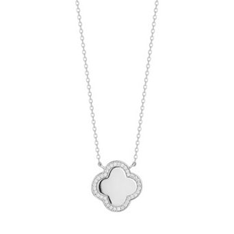 Sunkissed Sterling Cubic Zirconia Halo Clover Necklace