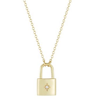 Sunkissed Sterling Cubic Zirconia Padlock Necklace
