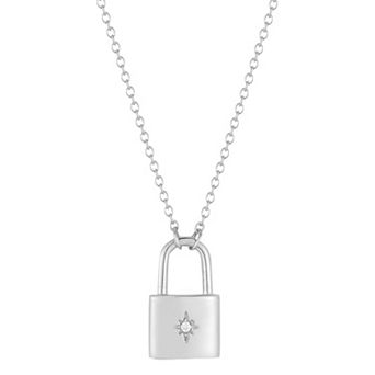 Sunkissed Sterling Cubic Zirconia Padlock Necklace