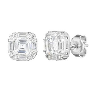 Sunkissed Sterling Cubic Zirconia Cluster Stud Earrings