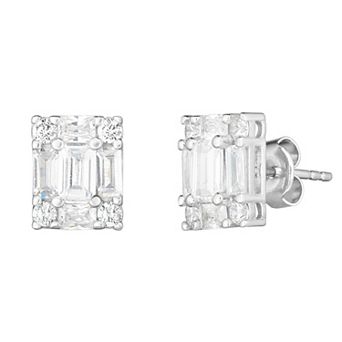 Sunkissed Sterling Cubic Zirconia Baguette Cluster Stud Earrings