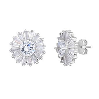 Sunkissed Sterling Cubic Zirconia Cluster Stud Earrings