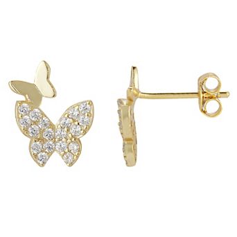 Sunkissed Sterling Cubic Zirconia Butterfly Stud Earrings