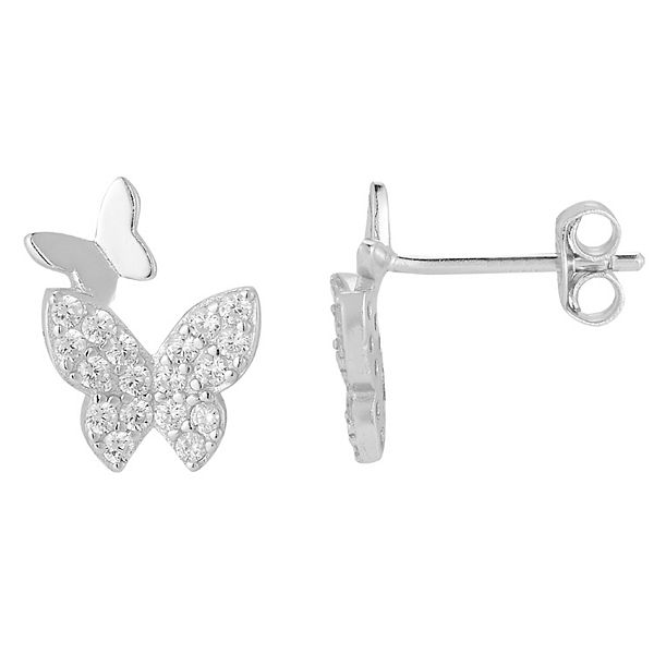 Sunkissed Sterling Cubic Zirconia Butterfly Stud Earrings