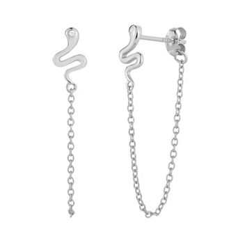 Sunkissed Sterling Cubic Zirconia Snake Chain Drop Stud Earrings