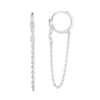 Sunkissed Sterling Cubic Zirconia Hoop Chain Drop Earrings