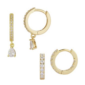 Sunkissed Sterling Cubic Zirconia Hoop Earring Combo Set