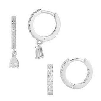Sunkissed Sterling Cubic Zirconia Hoop Earring Combo Set