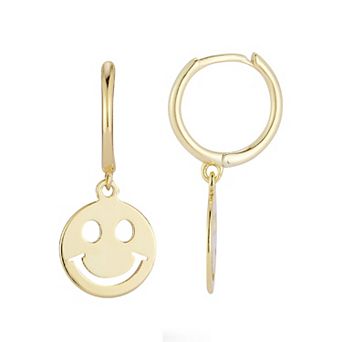 Sunkissed Sterling Smiley Face Hoop Drop Earrings
