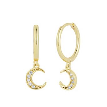 Sunkissed Sterling Cubic Zirconia Moon Hoop Drop Earrings