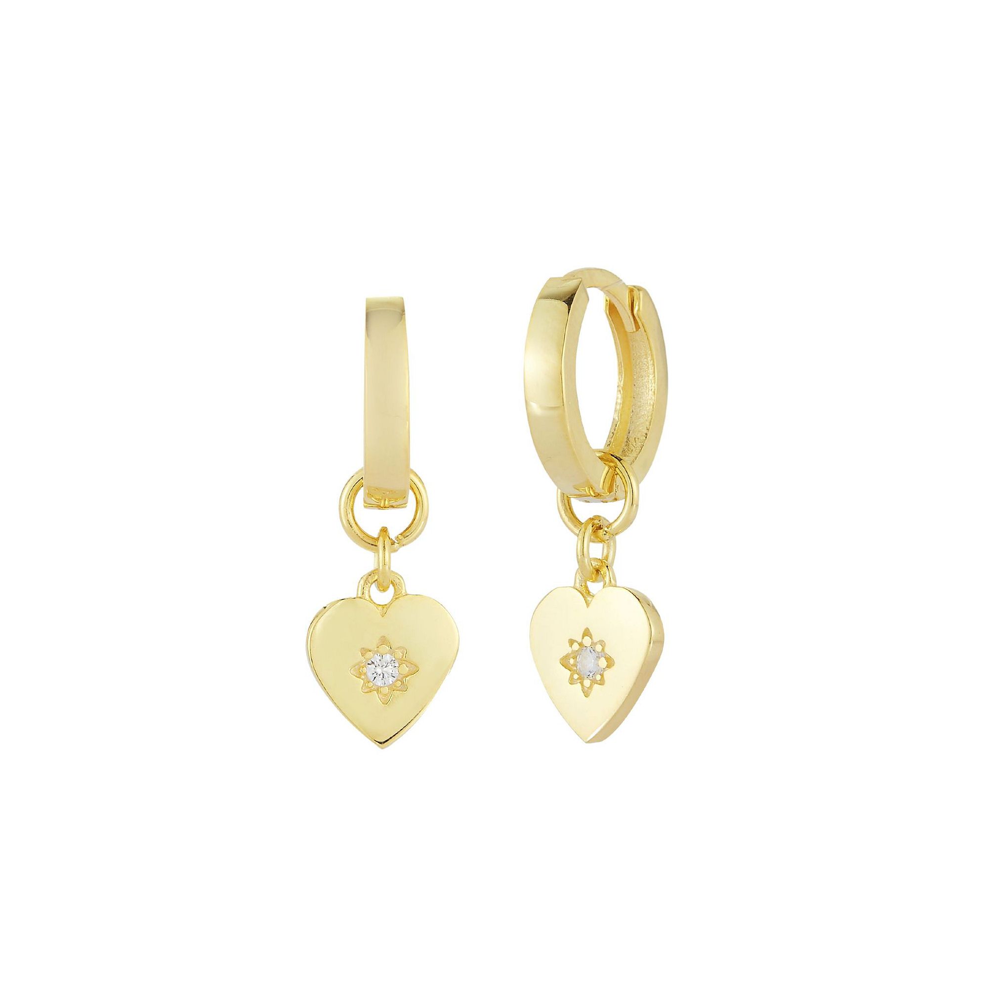 Sunkissed Sterling Cubic Zirconia Heart Hoop Drop Earrings, Womens, Gold T