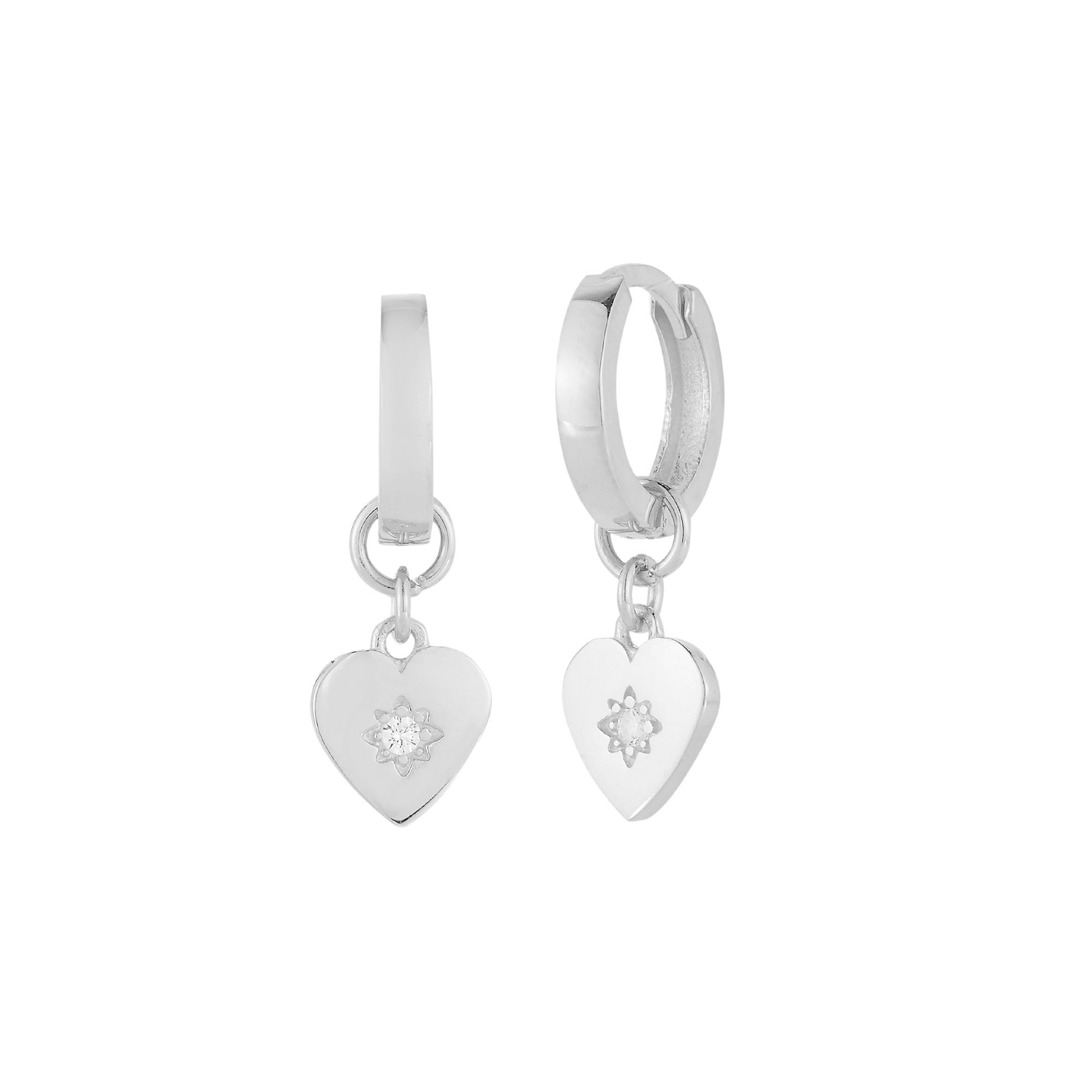 Sunkissed Sterling Cubic Zirconia Heart Hoop Drop Earrings, Womens, Silver