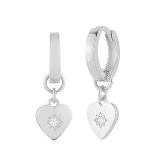 Sunkissed Sterling Cubic Zirconia Heart Hoop Drop Earrings