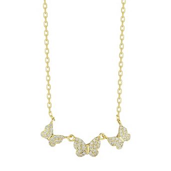 Sunkissed Sterling Cubic Zirconia Triple Butterfly Necklace
