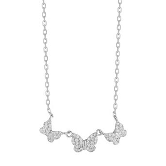 Sunkissed Sterling Cubic Zirconia Triple Butterfly Necklace