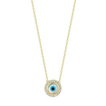 Sunkissed Sterling Mother-of-Pearl Evil Eye Cubic Zirconia Halo Necklace