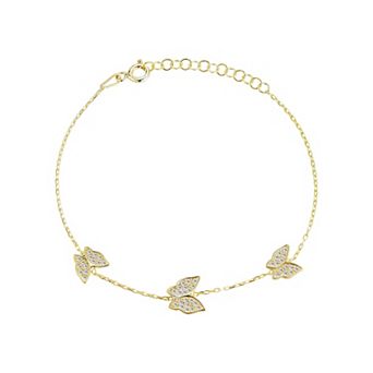 Sunkissed Sterling Cubic Zirconia Triple Butterfly Bracelet