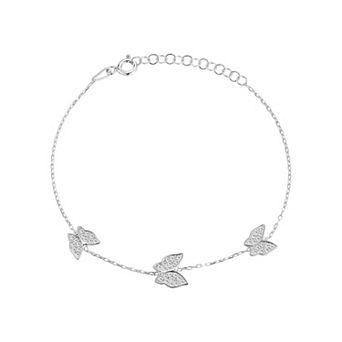 Sunkissed Sterling Cubic Zirconia Triple Butterfly Bracelet