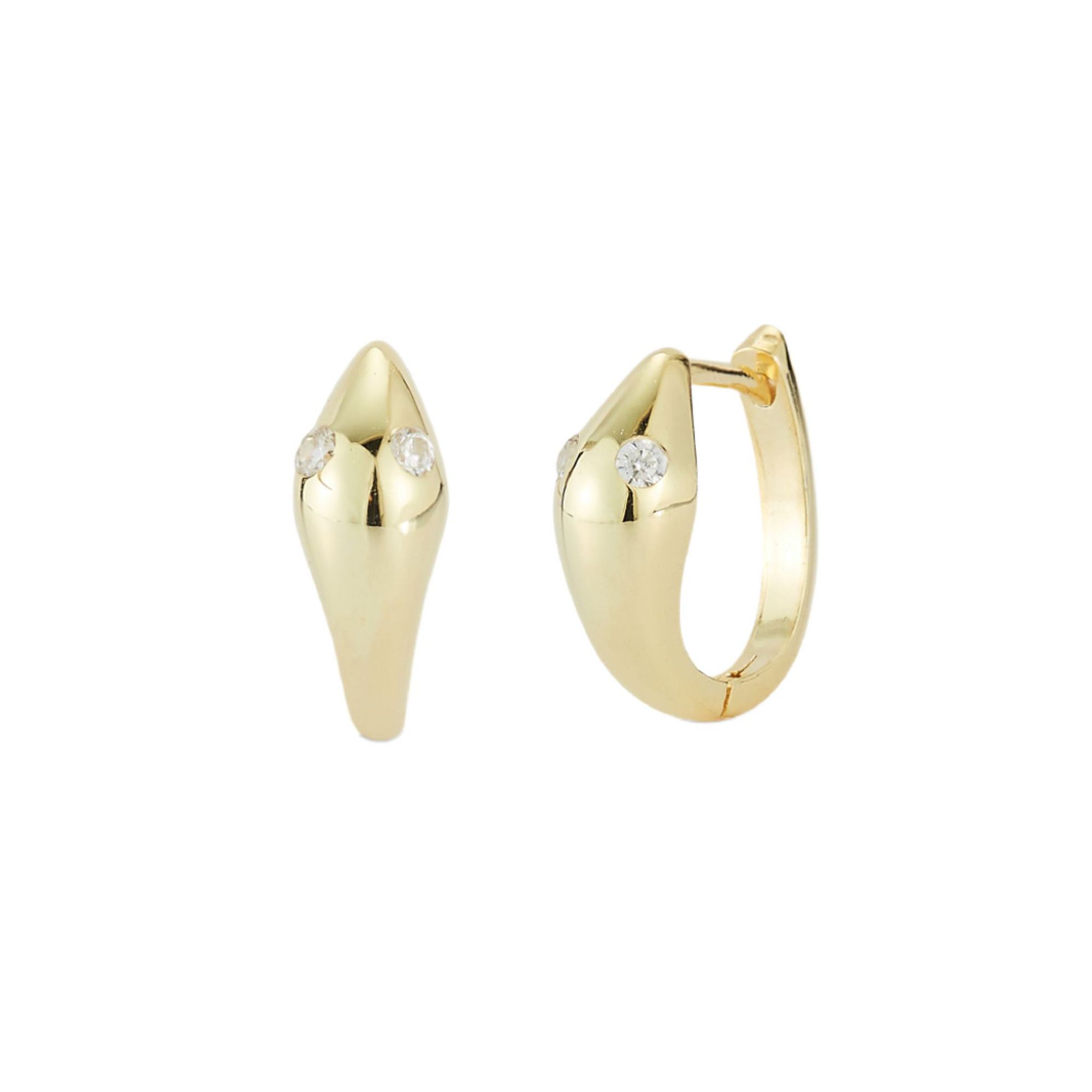Sunkissed Sterling Snake Cubic Zirconia Hoop Earrings, Womens, Gold Tone