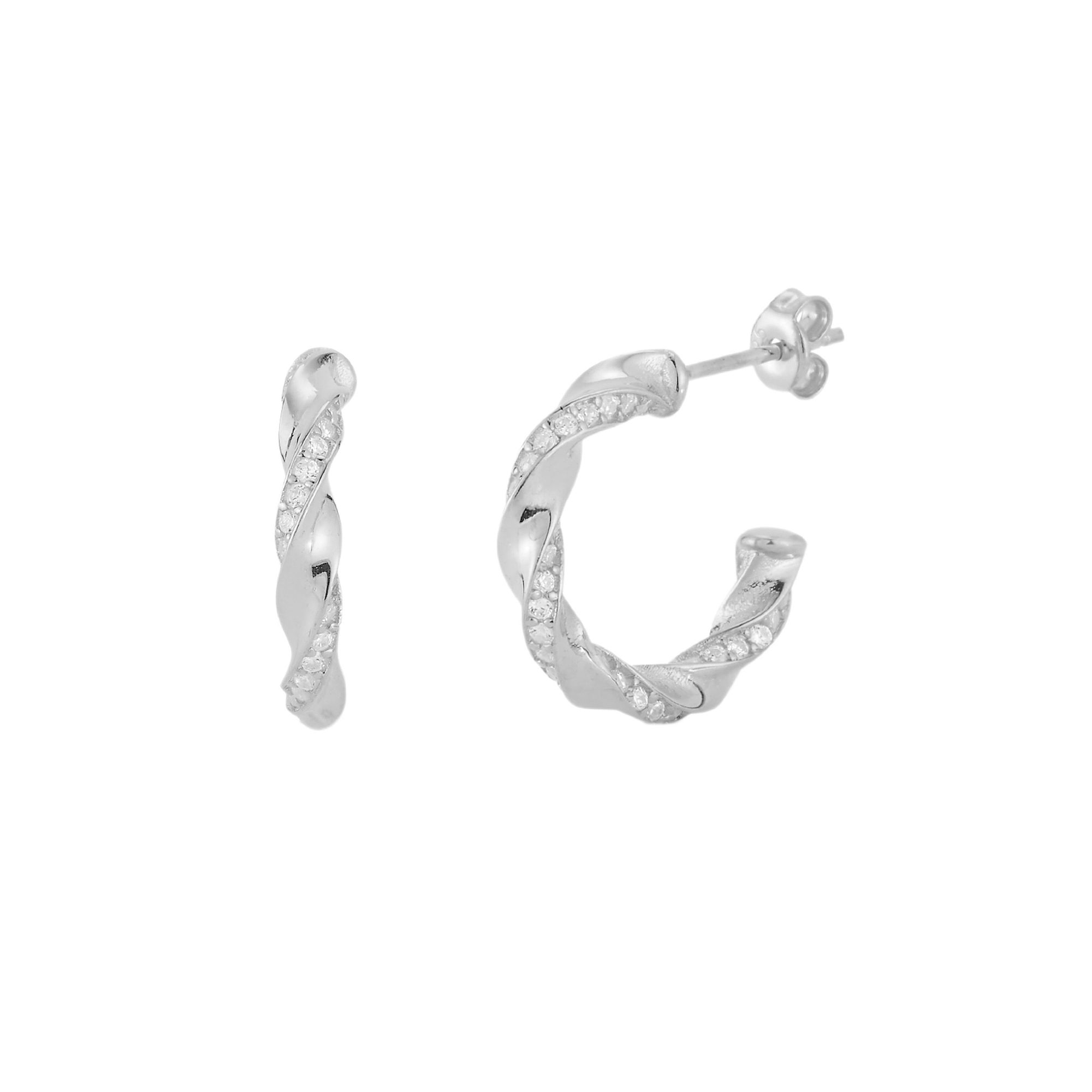 Sunkissed Sterling Cubic Zirconia Twist C-Hoop Earrings, Womens, Silver To
