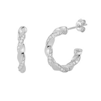 Sunkissed Sterling Cubic Zirconia Twist C-Hoop Earrings