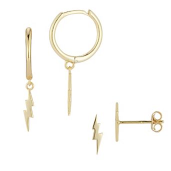 Sunkissed Sterling Lightning Hoop Drop & Stud Earring Duo Set