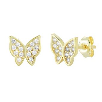 Sunkissed Sterling Butterfly Cubic Zirconia Stud Earrings