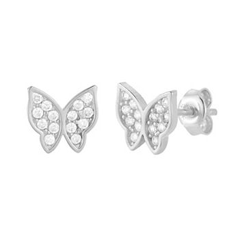 Sunkissed Sterling Butterfly Cubic Zirconia Stud Earrings
