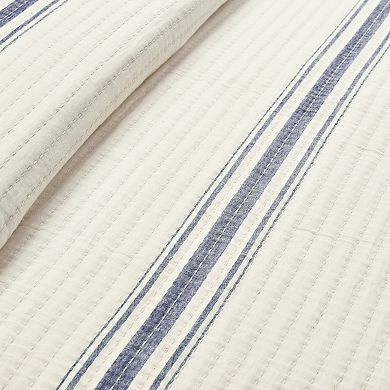 Lush Decor Farmhouse Stripe Kantha Pick Stitch Yarn Dyed Quilt 