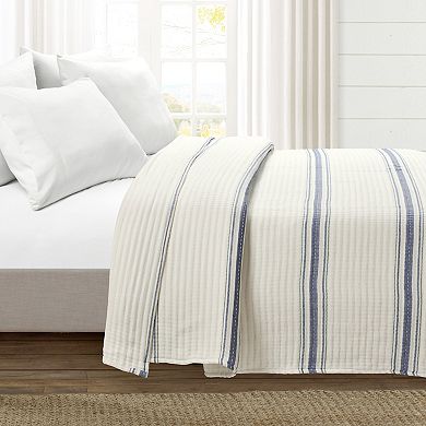 Lush Decor Farmhouse Stripe Kantha Pick Stitch Yarn Dyed Quilt