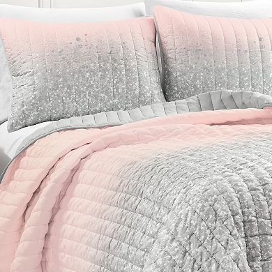 Lush Decor Glitter Ombre Metallic Print Quilt Set with Shams