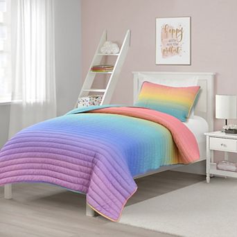 Lush Decor Rainbow Ombre Quilt Set with Shams