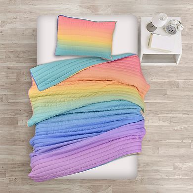 Lush Decor Rainbow Ombre Quilt Set with Shams