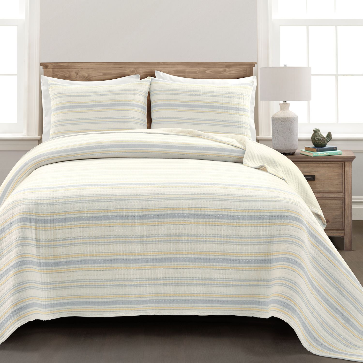 Lush Decor Solange Kantha-Decke – Gestreift, Garngefärbt, 152 X 127 Cm In Gelb & Grau
