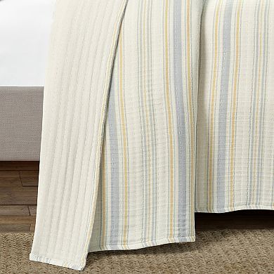Lush Decor Solange Stripe Kantha Pick Stitch Yarn Dyed Woven Quilt Set with Shams