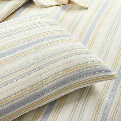 Lush Decor Solange Stripe Kantha Pick Stitch Yarn Dyed Woven Quilt Set with Shams