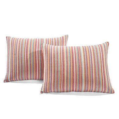 Lush Decor Tracy Stripe Pick stitch Kantha Yarn Dyed Cotton Woven Quilt Set with Shams