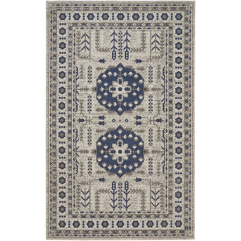 Weave & Wander Hurst Vintage Style Kilim Rug, Blue, 6.5X10 Ft