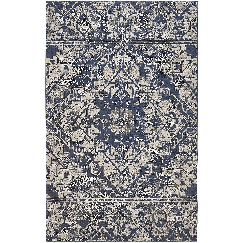 Weave & Wander Hurst Vintage Medallion Accent Rug, Blue, 6.5X10 Ft